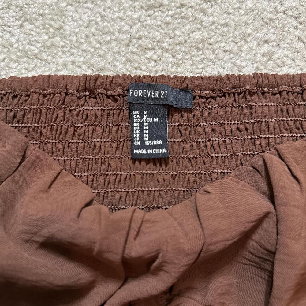 Forever 21 Women's Brown puff sleeve crop top - Medium - Picture 2 of 3
